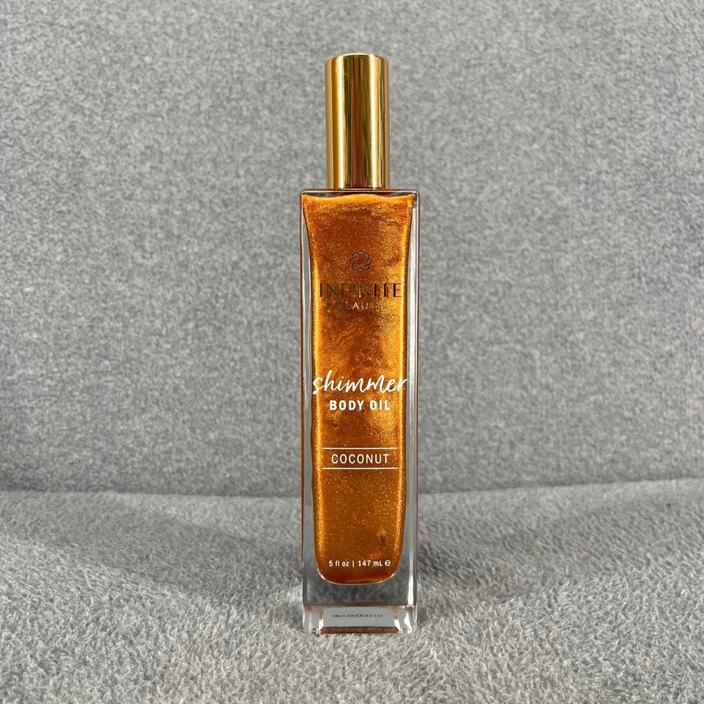 Infinite Beauty Shimmer Body Oil Coconut Gold Glitter Glow Illuminator 5 oz
